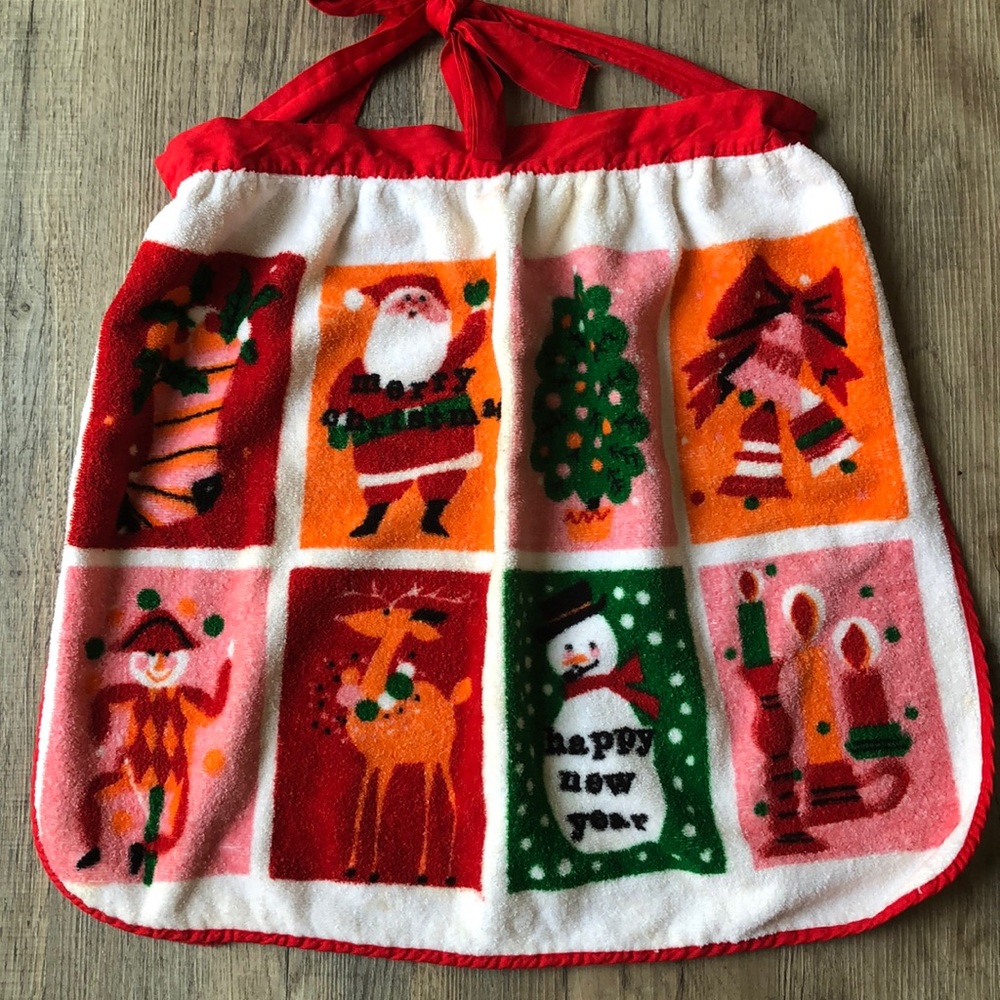 Cute Vintage Christmas terri cloth half apron